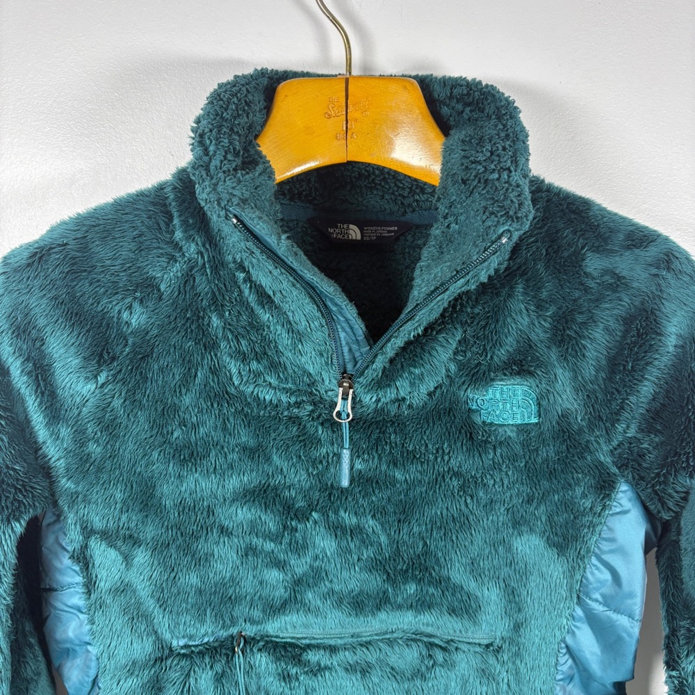 The North Face Osito Hybrid Quarter Zip Fleece Pullover Teal Green Womens XS